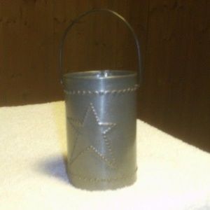 *Tin Punched Star Sleeve Candle Luminary w/ Handle #120PLU (NWT)